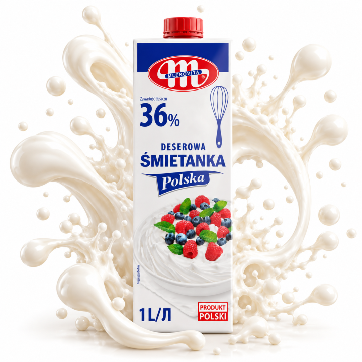 Mlekovita Śmietanka Deserowa 36% Polska 1L Dessert Cream Premium
