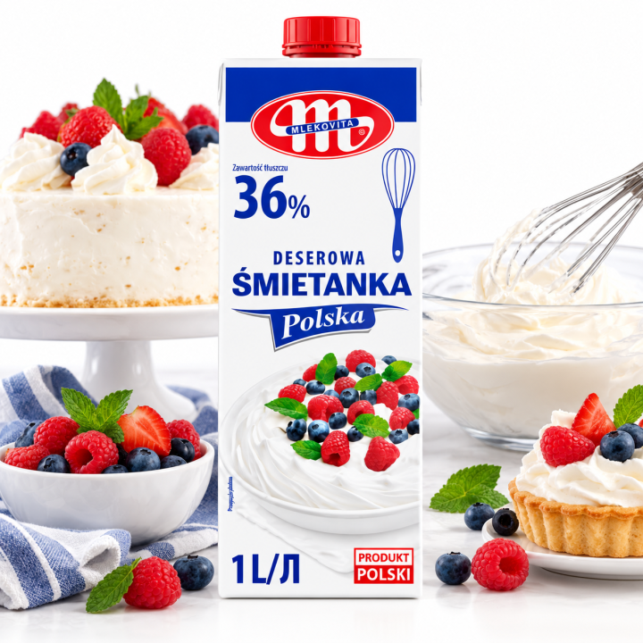 Mlekovita Śmietanka Deserowa 36% Polska 1L Dessert Cream Premium