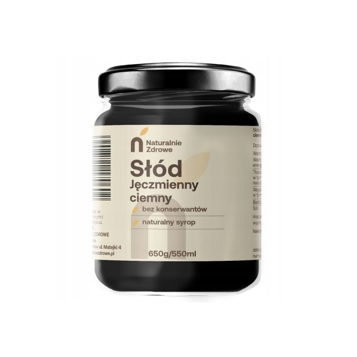 Słód syrop JĘCZMIENNY CIEMNY Naturalnie Zdrowe 650g/550ml Do wypiekówAMK