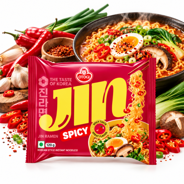 Ottogi Jin Spicy Ramen 120 g Ostra Koreańska Zupka Instant Hot Makaron