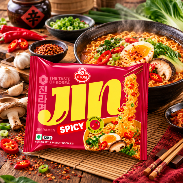 Ottogi Jin Spicy Ramen 120 g Ostra Koreańska Zupka Instant Hot Makaron