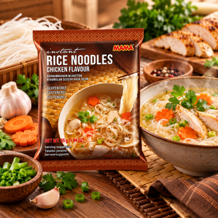 Instant Rice Noodles Chicken Makaron Kurczak Ryżowy Zupka Mama 55g Tajska