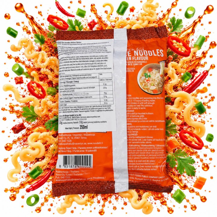 Instant Rice Noodles Chicken Makaron Kurczak Ryżowy Zupka Mama 55g Tajska