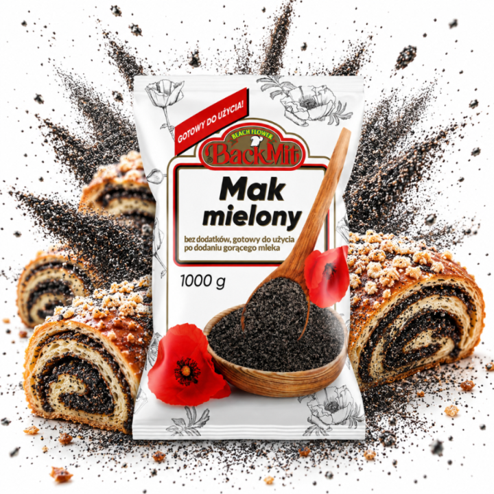 Mak mielony BackMIT 1000g duże świąteczne opakowanie 1kg maku mielonegoAMK