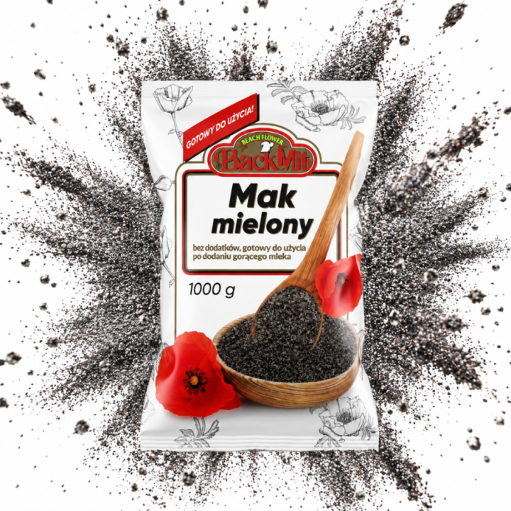 Mak mielony BackMIT 1000g duże świąteczne opakowanie 1kg maku mielonegoAMK