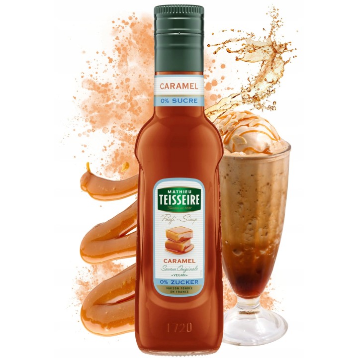 Syrop barmański BEZ CUKRU KARMELOWY do napoju kawy Teisseire Caramel ZeroAMK