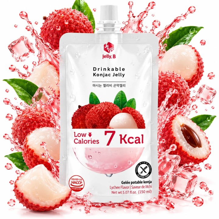 konjac galaretka lychee 150ml przekąska 4 kcal liczi bez cukru keto