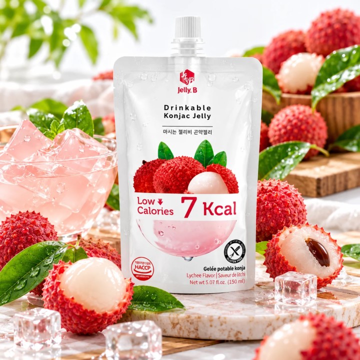 konjac galaretka lychee 150ml przekąska 4 kcal liczi bez cukru keto