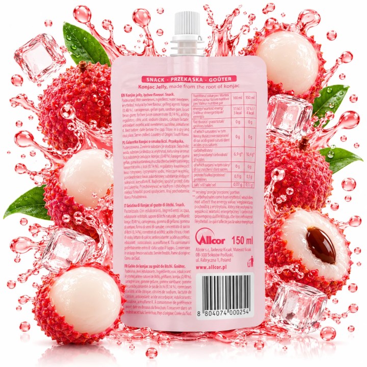 konjac galaretka lychee 150ml przekąska 4 kcal liczi bez cukru keto
