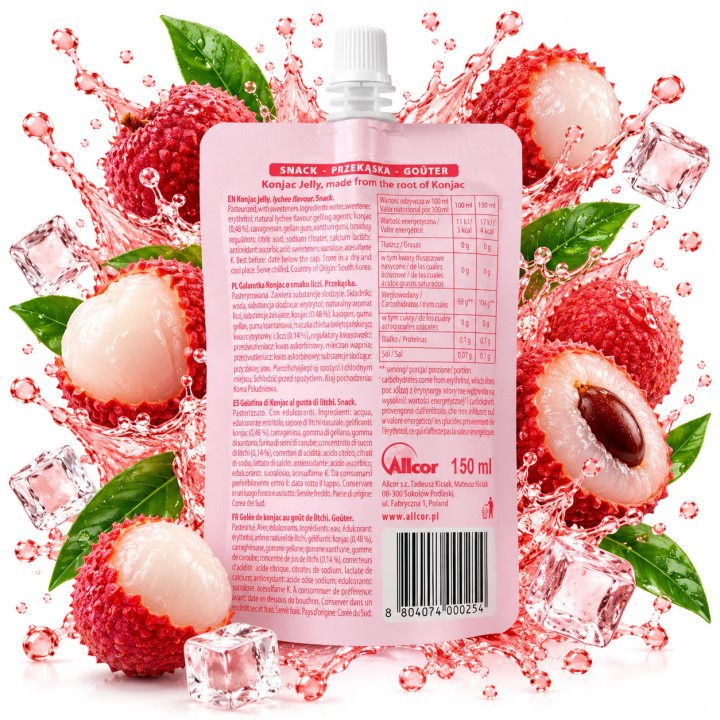 konjac galaretka lychee 150ml przekąska 4 kcal liczi bez cukru keto