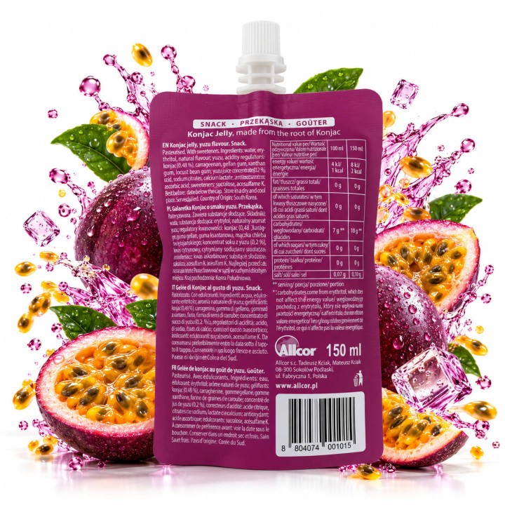 konjac marakuja galaretka 150 ml 2 kcal przekąska bez cukru napój Jelly
