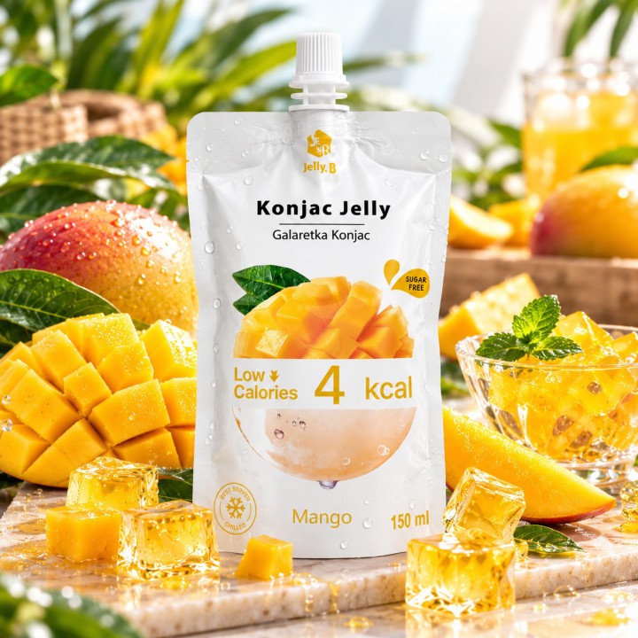 Konjac Galaretka Mango 150ml Przekąska 4 kcal Jelly Bez Cukru Vege