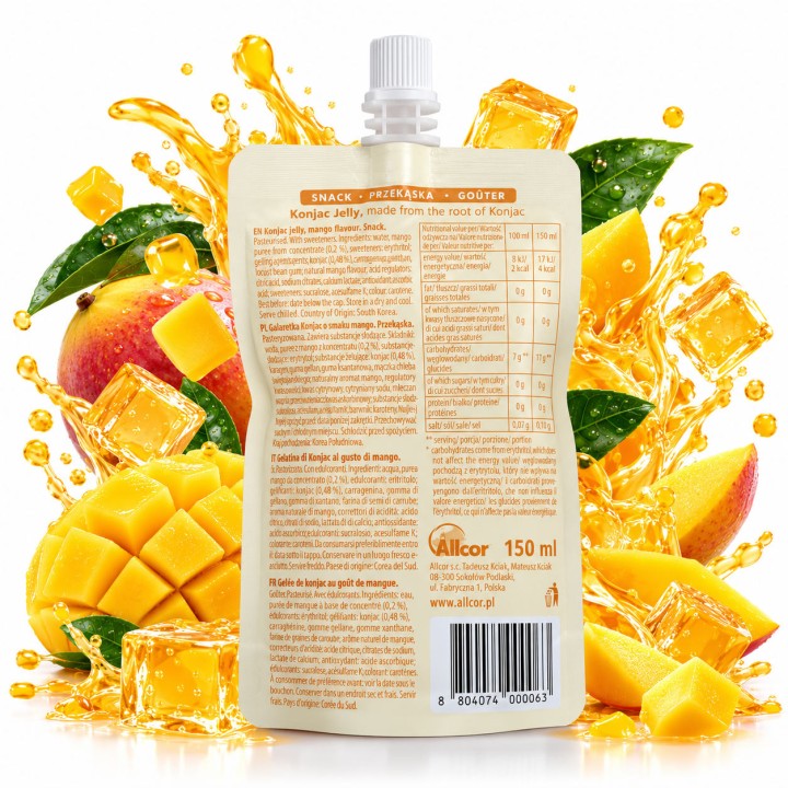 Konjac Galaretka Mango 150ml Przekąska 4 kcal Jelly Bez Cukru Vege