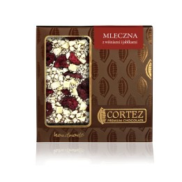 ,,CORTEZ Czekolada MLECZNA z wiśniami i jabłkiem 85gAMK
