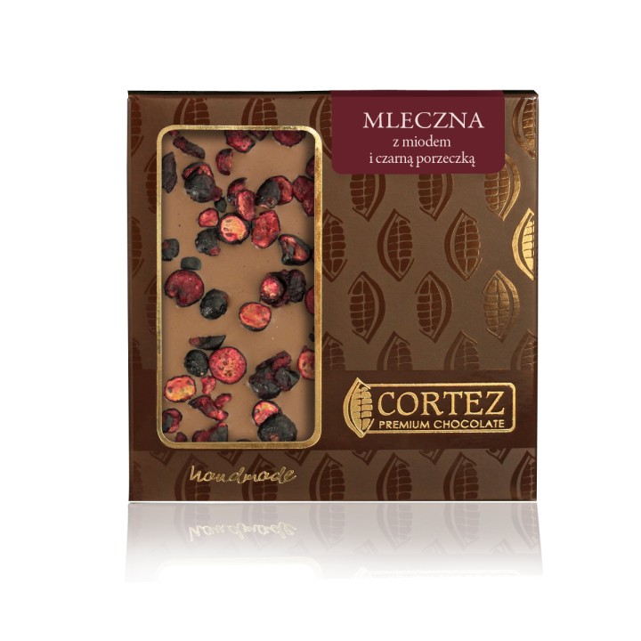 ,,CORTEZ Czekolada MLECZNA z czarną porzeczką i miodem 85gAMK