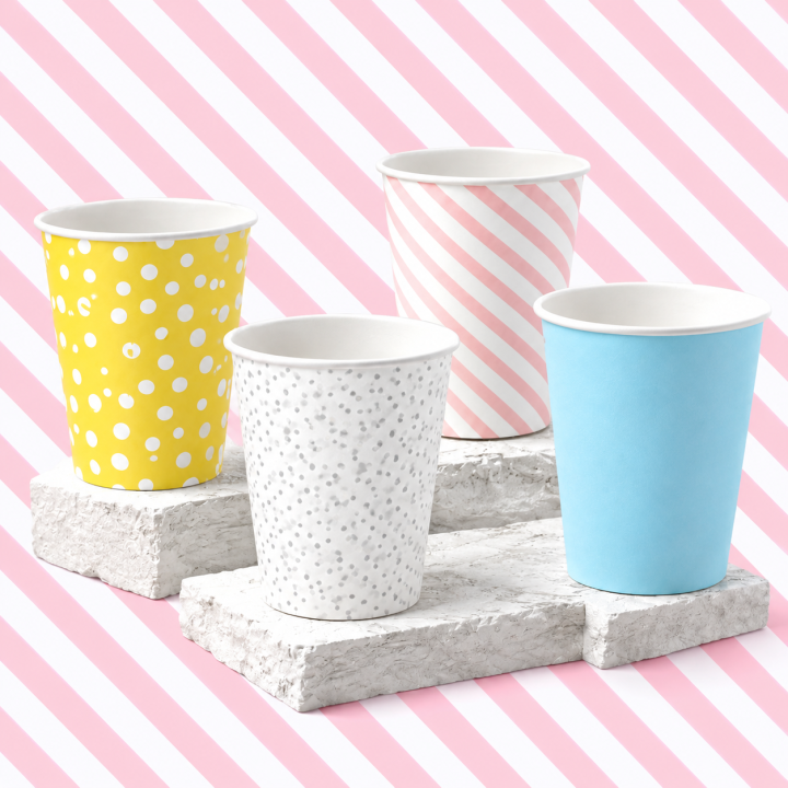 Kubek papierowy z na imprezę 250 ml Kubeczki URODZINY 50 szt MIX