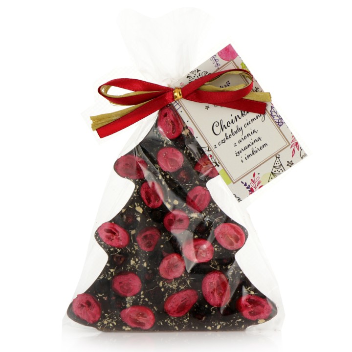 Choinka z ciemnej czekolady z Aronią Żurawiną i Imbirem  65g Cortez prezent