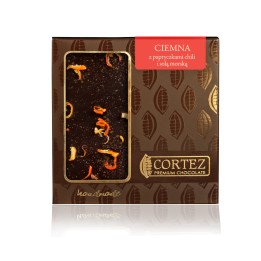 CORTEZ Czekolada CIEMNA z Papryczkami Chilli i Solą Morską 85g Premium