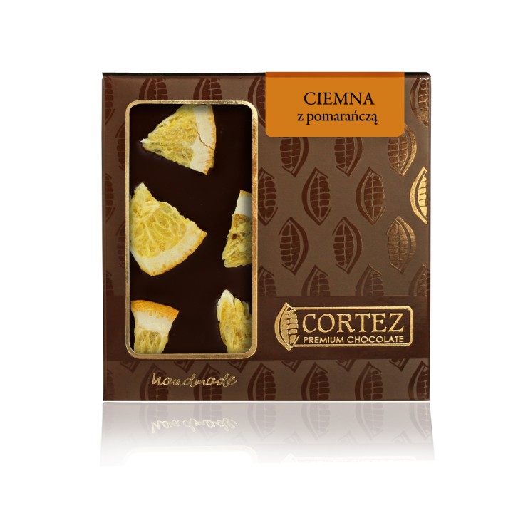 CORTEZ Czekolada CIEMNA z pomarańczą 85g Aromatyczna Pomarańcza Premium