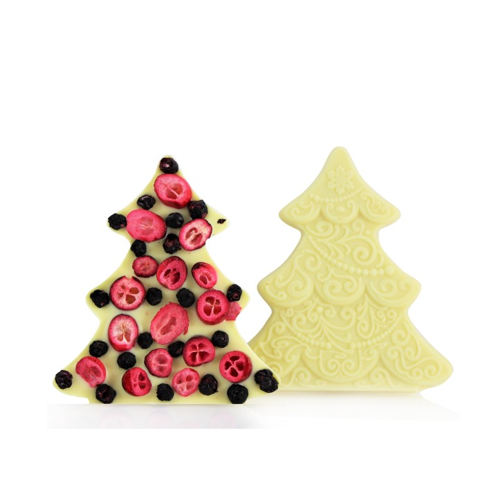 Choinka z białej czekolady z Żurawiną i jagodami  65g CORTEZ PREZENT AMK