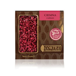 CORTEZ Czekolada CIEMNA z malinami BEZ CUKRU, SŁODZONA STEWIĄ 85g Fit