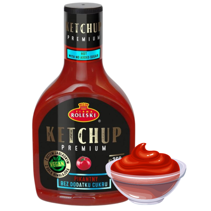 Roleski Ketchup pikantny Keto 425g Ketchup bez cukru do grilla Roleski AMK24