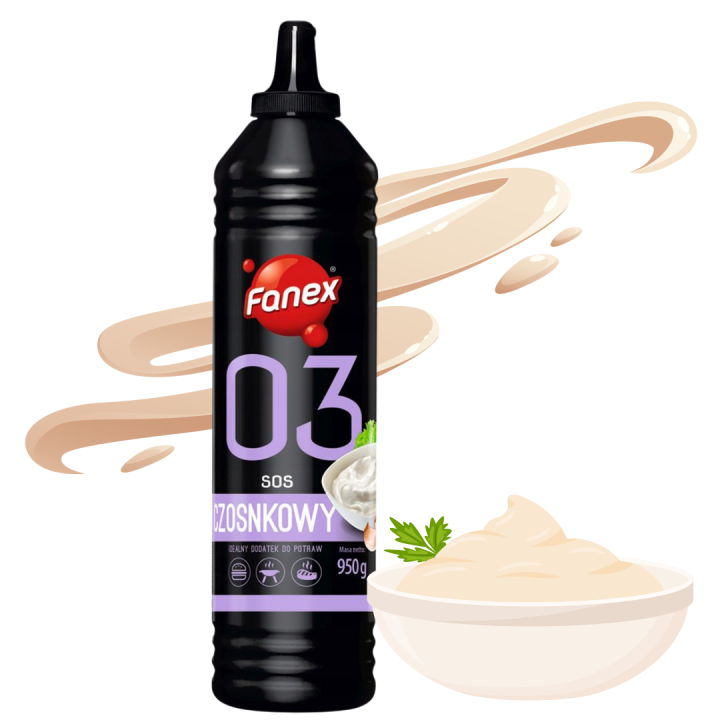 Fanex Sos Czosnkowy 950g Łagodny Sos kanapkowy na grillaAMKPL24