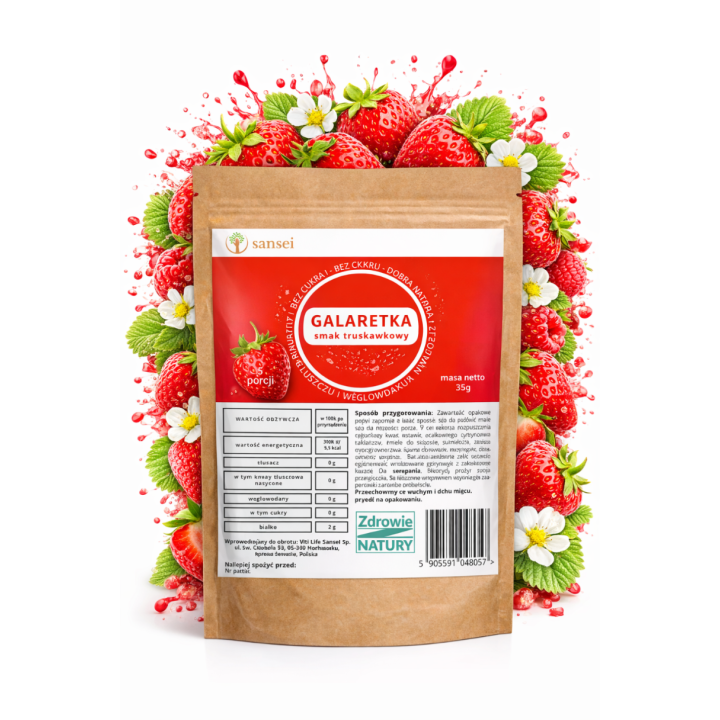 Galaretka Truskawkowa KETO 35g Bez Cukru 0 Węglowodanów 5 Porcji