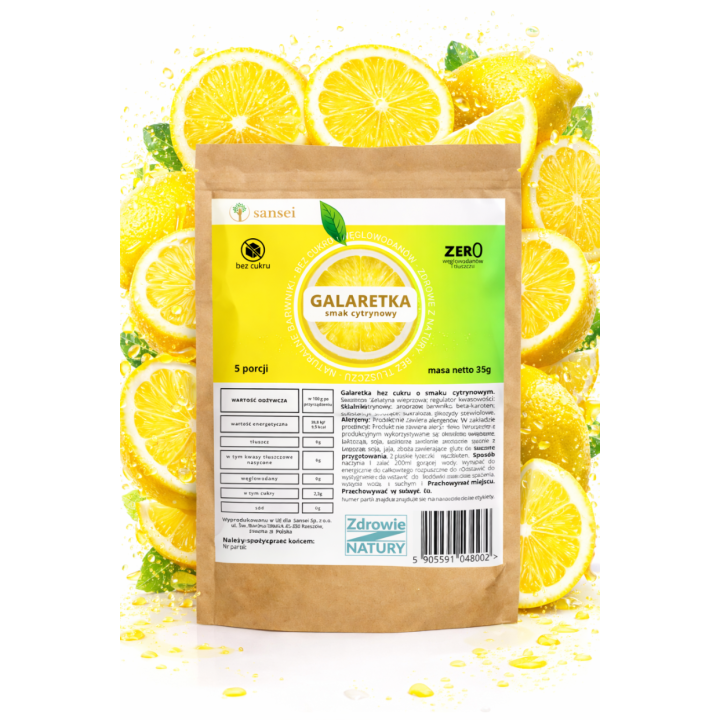 Galaretka Cytrynowa KETO 35g Bez Cukru Bez Węglowodanów 5 Porcji