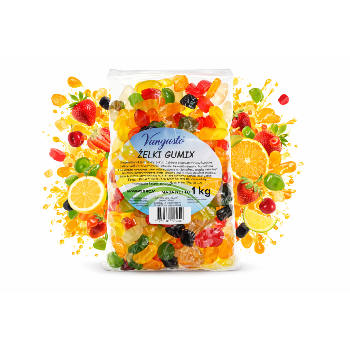 Żelki Gumix Vangusto 1kg Owocowe Miękkie Świeże Nie Za Słodkie Mix smaków