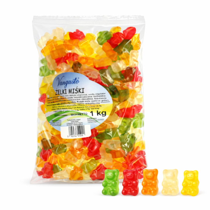 Żelki Misie Vangusto 1kg Owocowe Miękkie Świeże Kolorowe Do Candy Bar MISIE