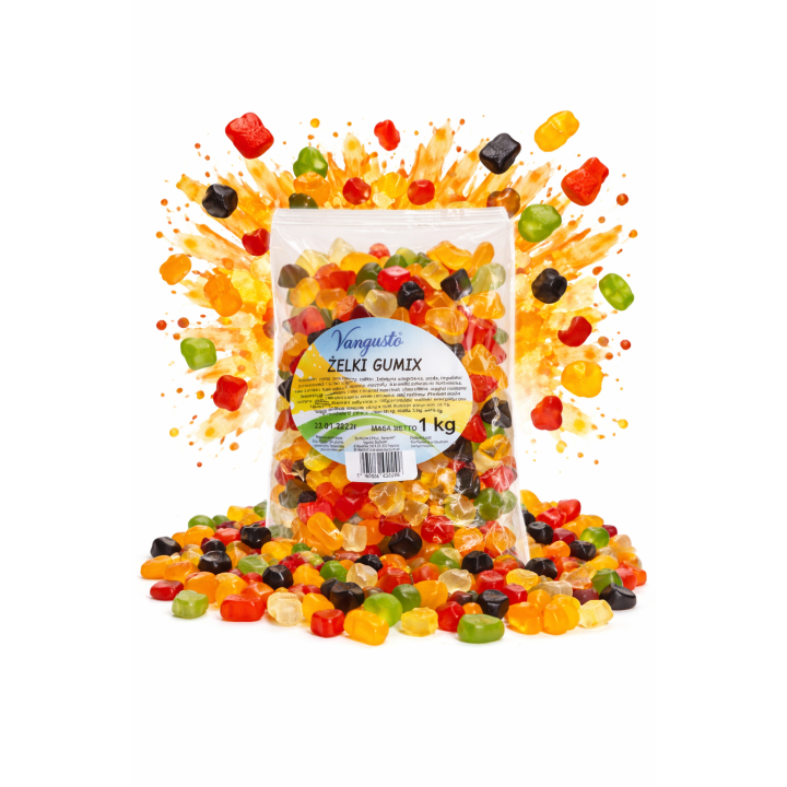 Żelki Gumix Vangusto 1kg Owocowe Miękkie Świeże Nie Za Słodkie Mix smaków