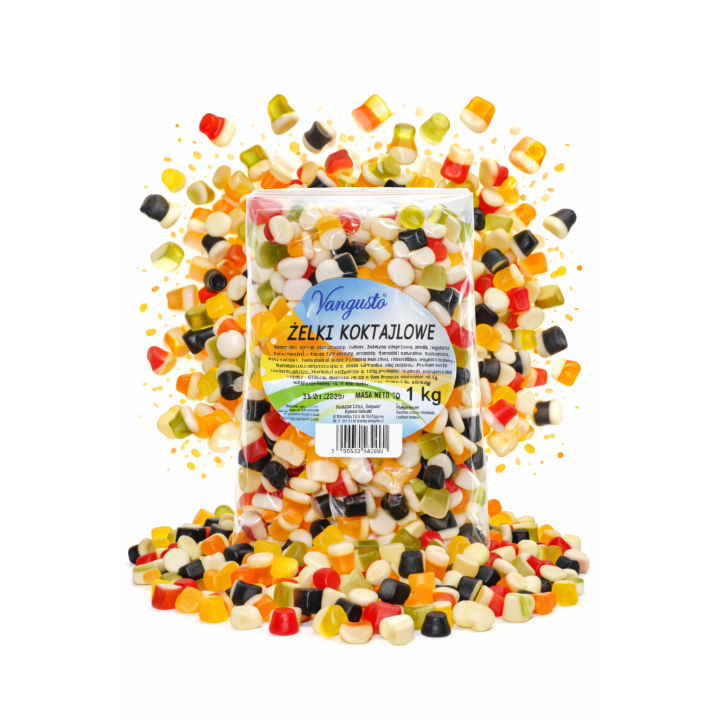 Żelki Koktajlowe Vangusto 1kg Owocowe z Pianką Miękkie Nie Za Słodkie