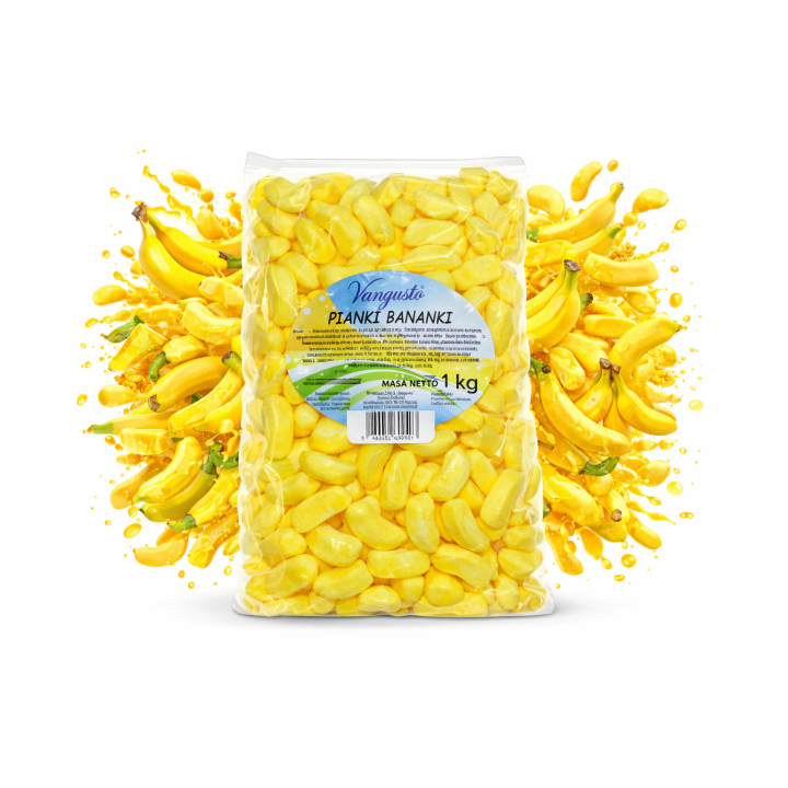 Vangusto Pianki Banany 1kg Bananki Bananowe Miękkie Pianki żelki