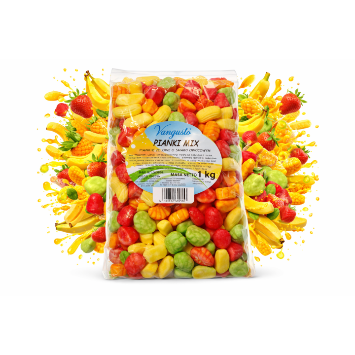 Vangusto Pianki Owocowe Mix Smaków 1kg Miękkie Kolorowe Wieloowocowe żelki