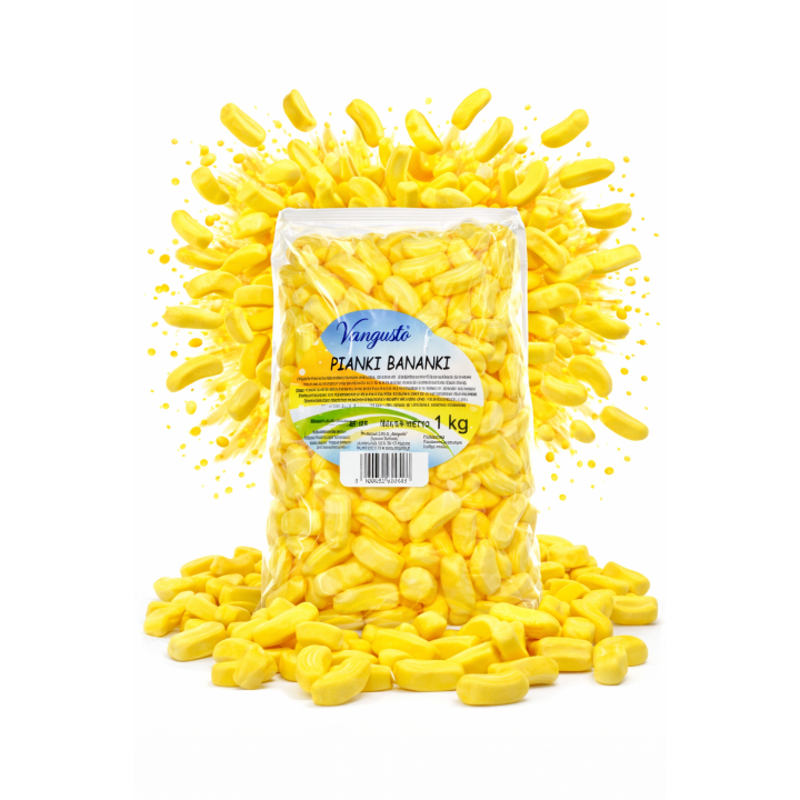 Vangusto Pianki Banany 1kg Bananki Bananowe Miękkie Pianki żelki