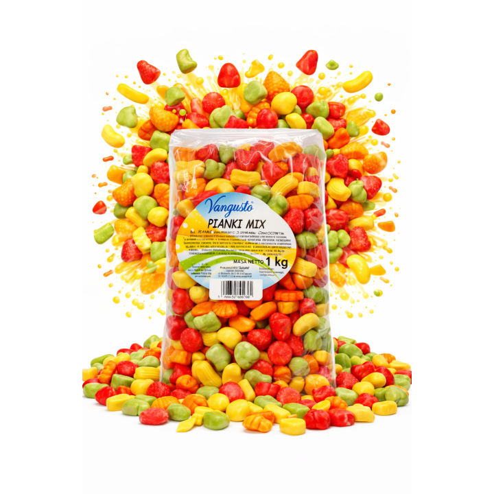 Vangusto Pianki Owocowe Mix Smaków 1kg Miękkie Kolorowe Wieloowocowe żelki