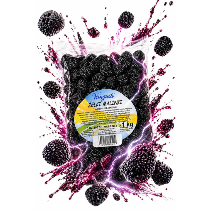Żelki Malinki Czarne Vangusto 1kg Bardzo Smaczne Świeże black raspberry