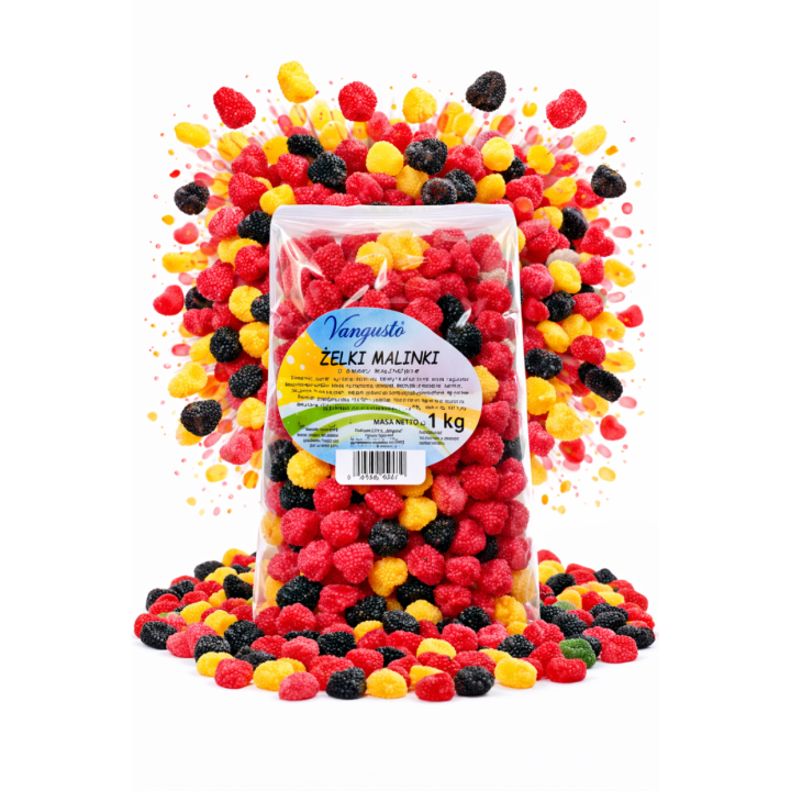 Żelki Malinki Vangusto 1kg Bardzo Smaczne Świeże Super Jakość mix malinki
