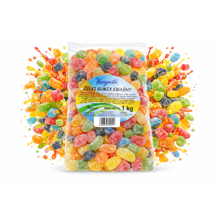Vangusto Żelki Mix Gumix Kwaśny 1kg Owocowe Miękkie Kwaśne Żelki kolorowe