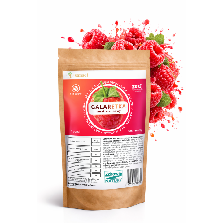 Galaretka KETO Malinowa 35g Bez Cukru 0 Węgli 5 Porcji FIT