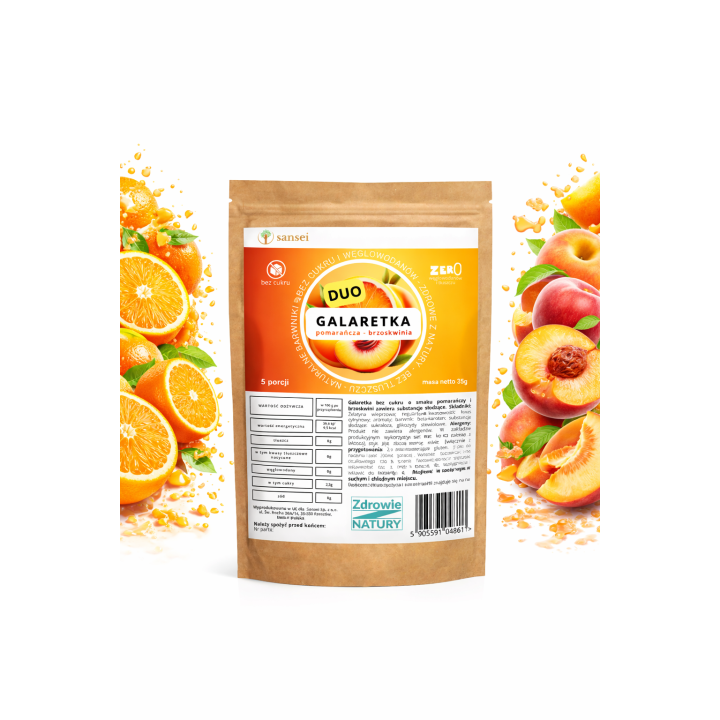Galaretka KETO 35g DUO Pomarańcza Brzoskwinia bez Cukru Bez Węgli 5 Porcji