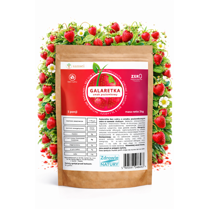 Galaretka Poziomkowa KETO 35g Bez Cukru Bez Węglowodanów 5 Porcji