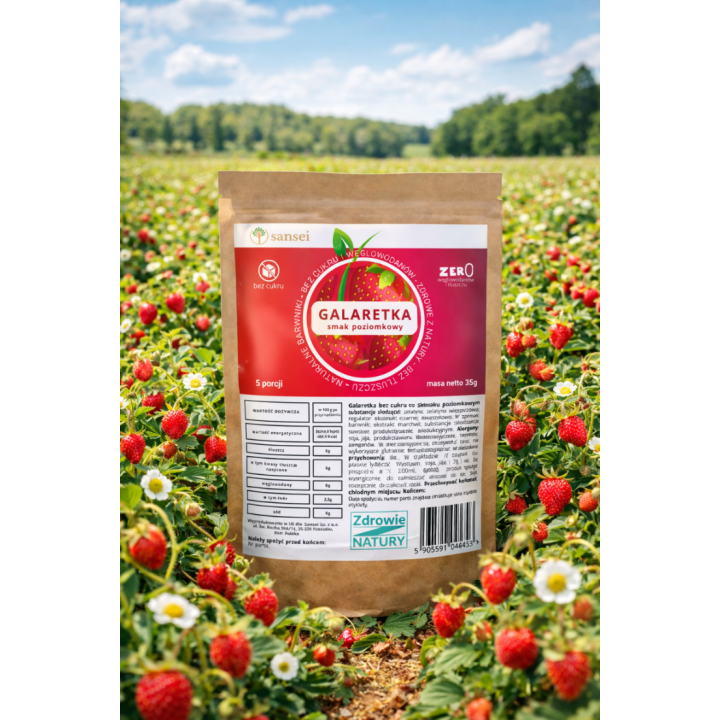 Galaretka Poziomkowa KETO 35g Bez Cukru Bez Węglowodanów 5 Porcji