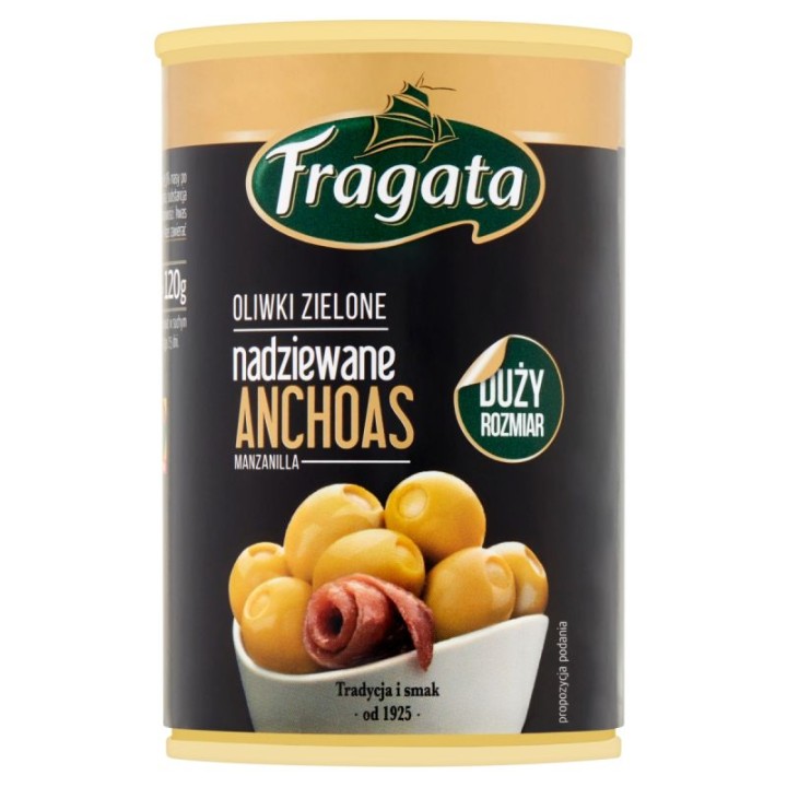 Oliwki zielone z anchoas FRAGATA sardele 300g przyjęcie impreza przekąska AMKpl