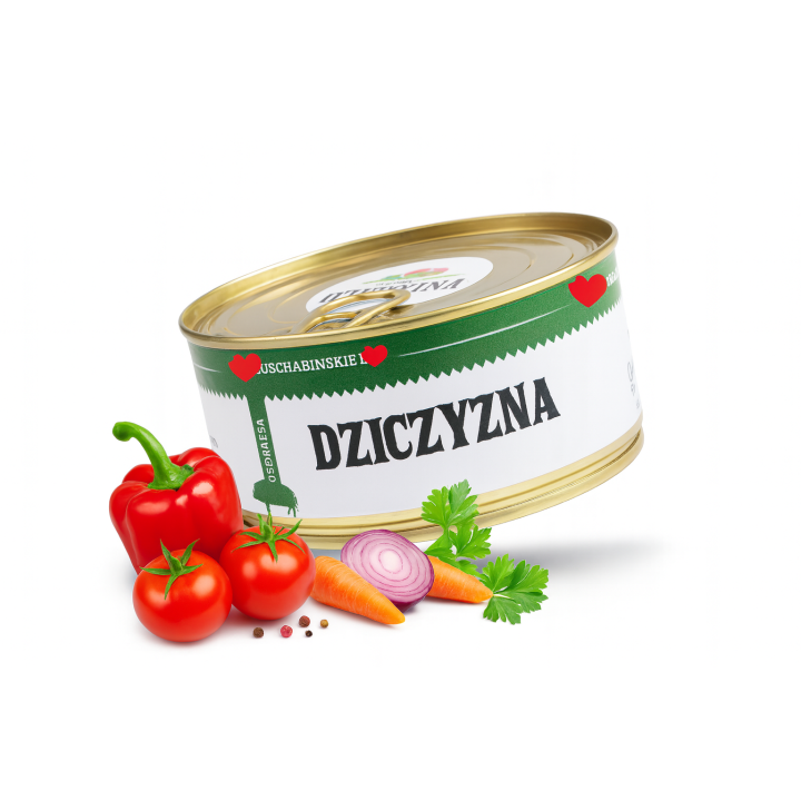 Dziczyzna konserwa 300g U Schabińskiej naturalna 96% mięsa bez konserw AMK