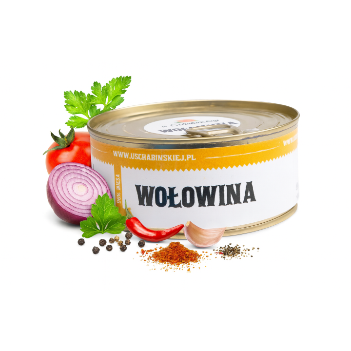 Konserwa Wołowina 300g U Schabińskiej 96% mięsa naturalna bez konserwantów AMK