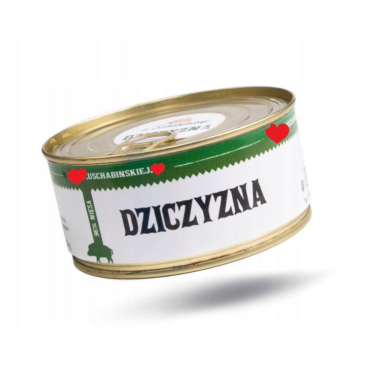 Dziczyzna konserwa 300g U Schabińskiej naturalna 96% mięsa bez konserw AMK