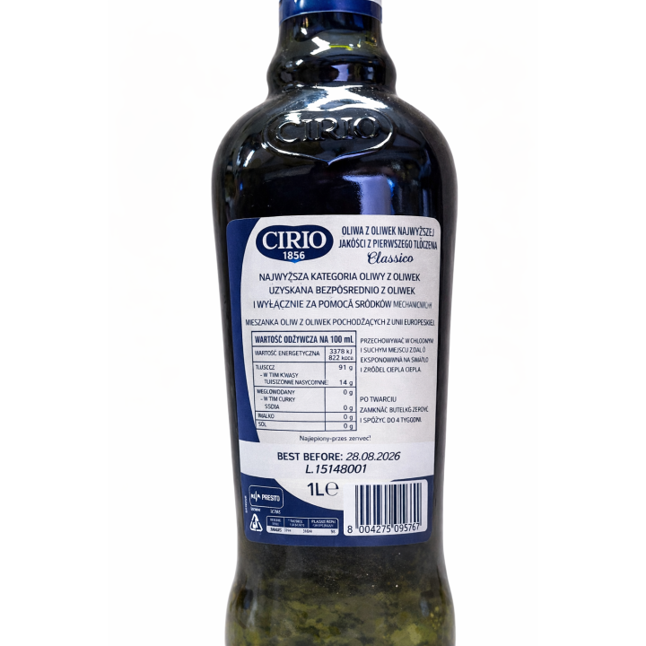 Oliwa z Oliwek Extra Virgin CIRIO Classico 1L Włoska Pierwszego Tłoczenia AMK