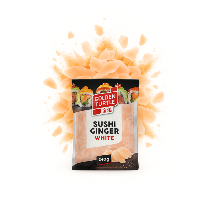 Imbir biały marynowany plastry Golden Turtle 240g – w woreczku, do sushi AMK